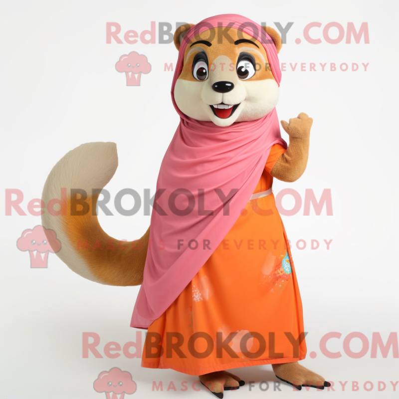 Mascottekostuum perzikmangoest met maxirok en sjaals - Perzik mascottes - REBROKO_381065 - RedBrokoly.com