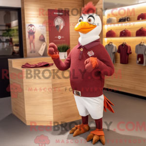 Maskotfigur af en rødbrun...