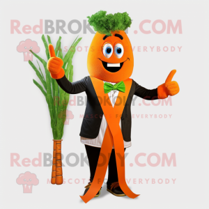 Orange Asparagus mascot costume character dressed with a Blazer and Bow ties