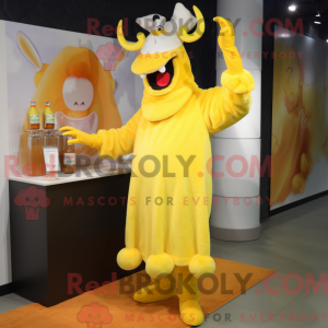 Maskot karakter af en gul...