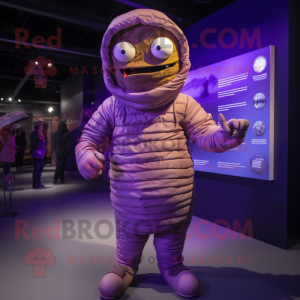 Purple Mummy mascot costume character dressed with a Parka and Cufflinks