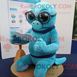 Mascot character of a Cyan...