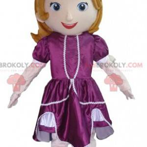 Mascotte de princesse avec une robe violette - Redbrokoly.com