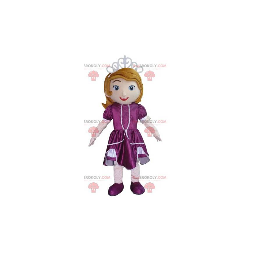 Prinsesse maskot med en lilla kjole - Redbrokoly.com