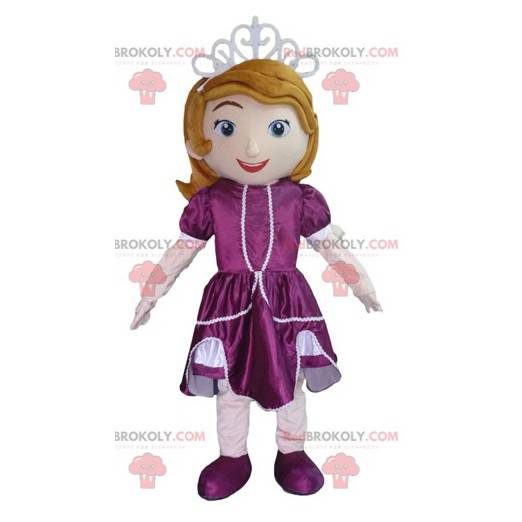 Prinsesse maskot med en lilla kjole - Redbrokoly.com