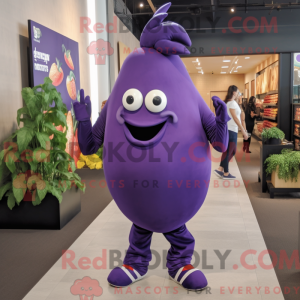 Maskot-karakter af en lilla...