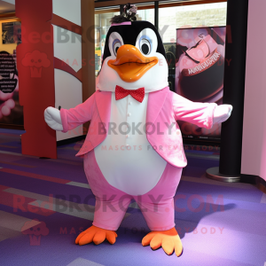 Pink Penguin maskot kostume...
