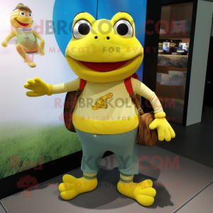 Yellow Frog maskot drakt...