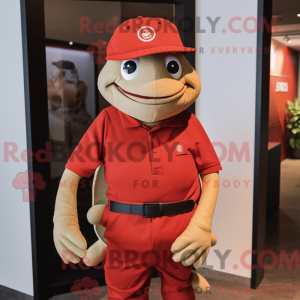 Mascottefiguur van een rode...