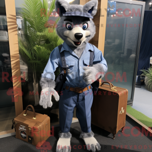 Maskotfigur af en Navy Wolf...