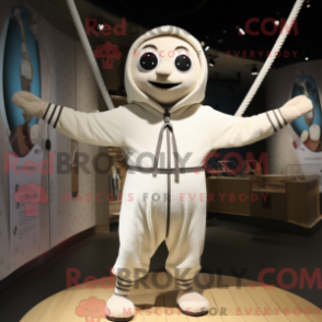 Máscara de proteção de Cream Tightrope Walker com capuz e moletom e envoltórios - Mascotes do Equilibrista - RedBrokoly.com