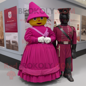 Magenta Civil War Soldier mascot costume character dressed with a Wrap Skirt and Cummerbunds