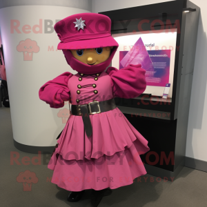 Magenta Civil War Soldier mascot costume character dressed with a Wrap Skirt and Cummerbunds
