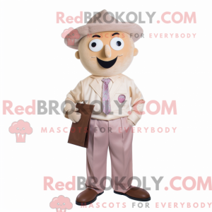 Maskotkarakter av en beige...