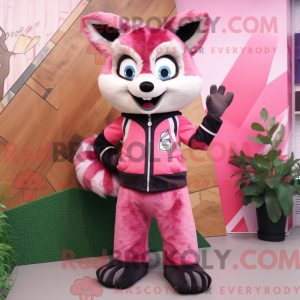 Maskottchenfigur eines rosa...