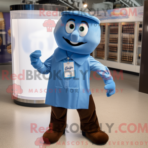 Maskot karakter af en blå...
