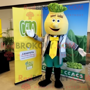Maskot-karakter af en gul...