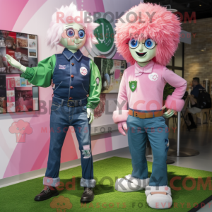 Maskotkarakter av et rosa...