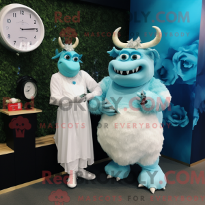 Maskotkarakter af en Cyan...