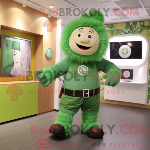 Maskot-karakter av en grønn...