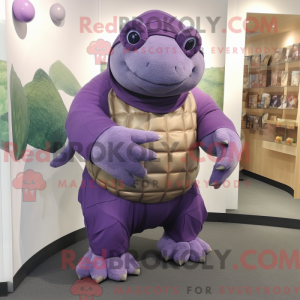 Maskot karakter af en lilla...