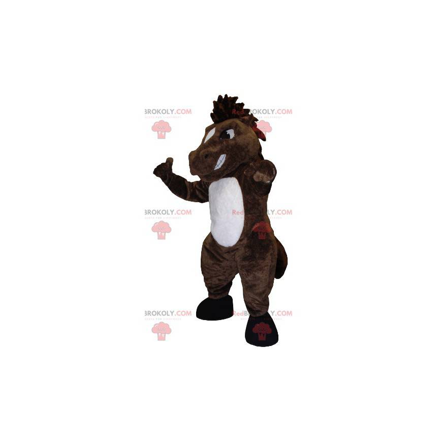 Brown and white horse mascot looking nasty - Redbrokoly.com