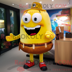 Maskot karakter af en gul...
