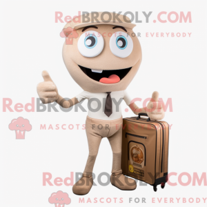 Maskotkarakter av en beige...