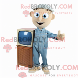 Maskotfigur af et beige...