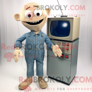 Maskotfigur av en beżowy TV...