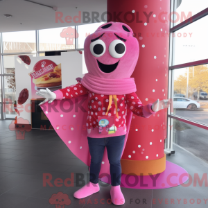 Maskotkarakter af en Pink...