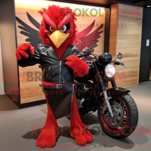 Mascottefiguur van een rode...