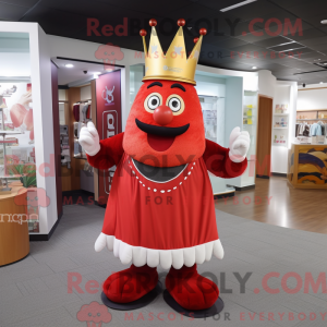 Maskot karaktär av en röd...