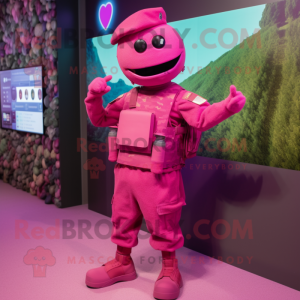 Magenta Army Soldier maskot...