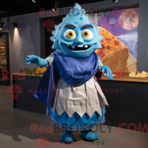 Maskot-karakter af en blå...