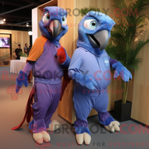 Fantasia de mascote de uma Arara Lavanda com macacão e xales - Mascotes araras - REBROKO_383095 - RedBrokoly.com