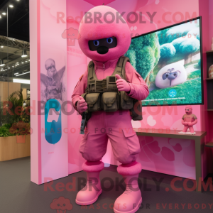 Maskotkarakter av en Pink...