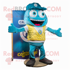 Cyan Pizza maskot kostume...