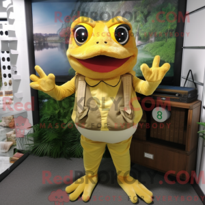 Mascottefiguur van een gele...