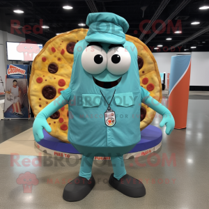 Cyan Pizza maskot kostume...