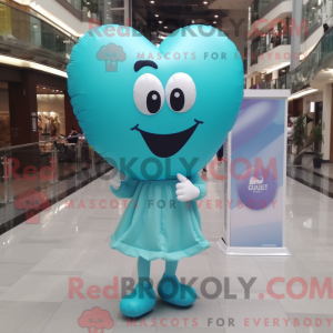 Maskotkarakter af en cyan...