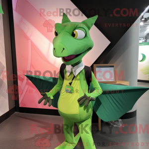 Maskot karakter af en grøn...