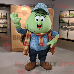 Maskot-karakter av en grønn...