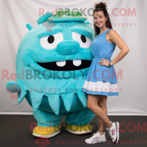 Mascottefiguur van een Cyan...