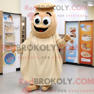 Maskotkarakter av en beige...