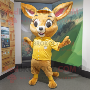 Gold Roe Deer maskot drakt...