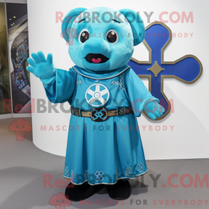 Maskotkarakter av et Cyan...