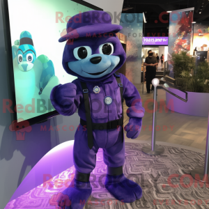 Fantasia de mascote de Comando roxo com macacão e gravatas - Mascotes do Para Commando - REBROKO_383740 - RedBrokoly.com