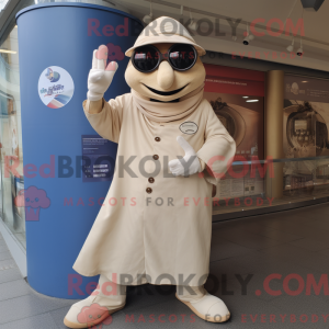 Maskotkarakter af en beige...