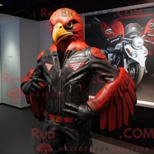 Maskotfigur af en rød ørn...